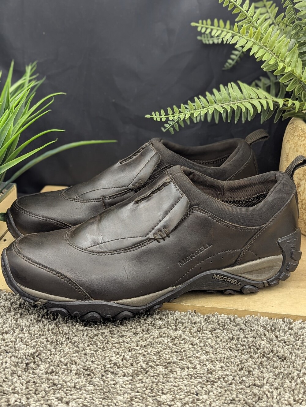 Merrell Bellot Moc Slip-On Mens Size 11.5 Brown Leather Casual Walking Shoes